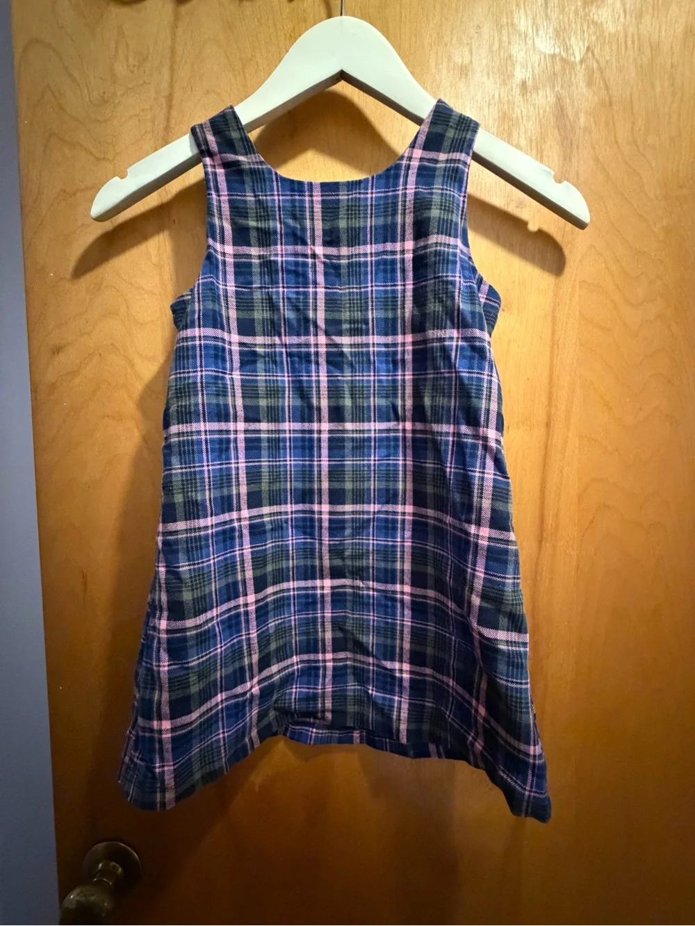 Girls Old Navy Navy and Pink Plaid Tank Dress